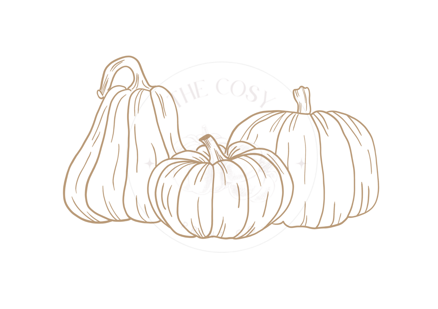 Landscape line drawing of pumpkins autumn wall art print – minimalist seasonal home décor
