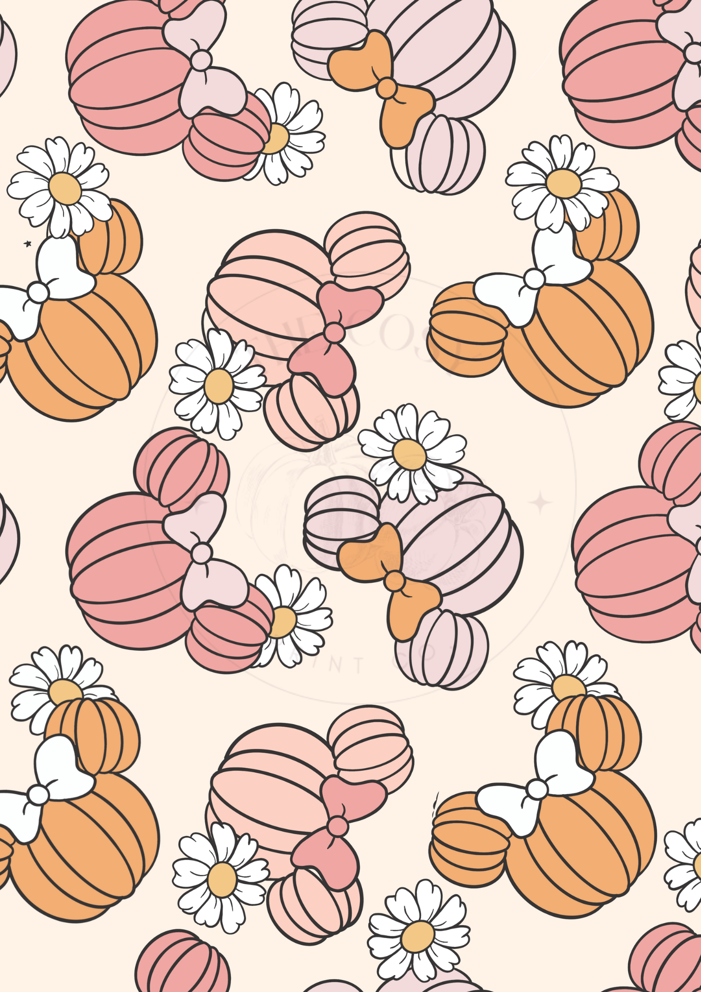 Minnie-inspired mouse pumpkin autumn wall art print – whimsical seasonal home décor safe for sale