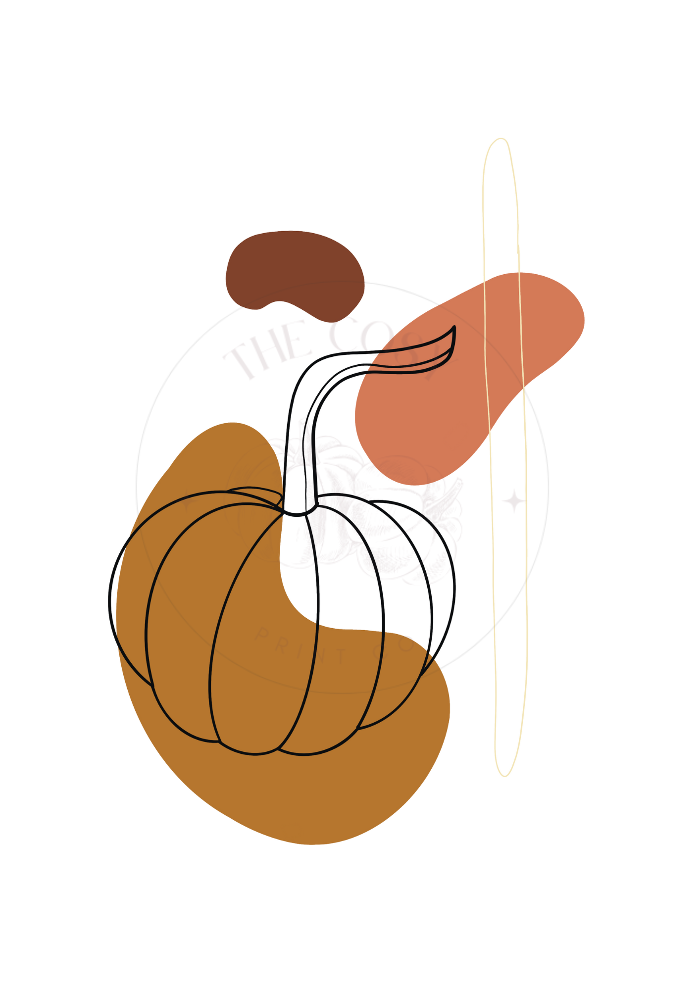 Abstract illustration of a pumpkin with a face on a white background