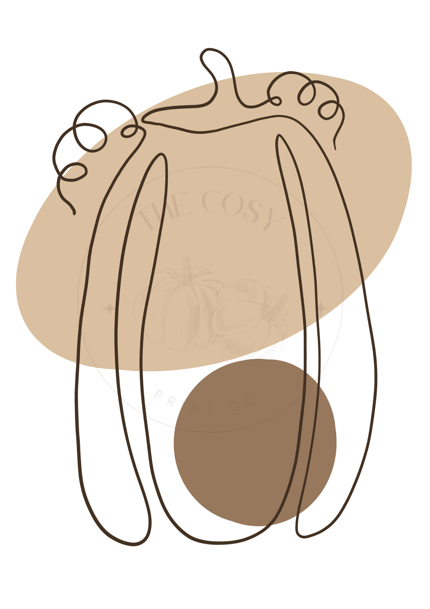 Minimal Line Drawing Pumpkin Print