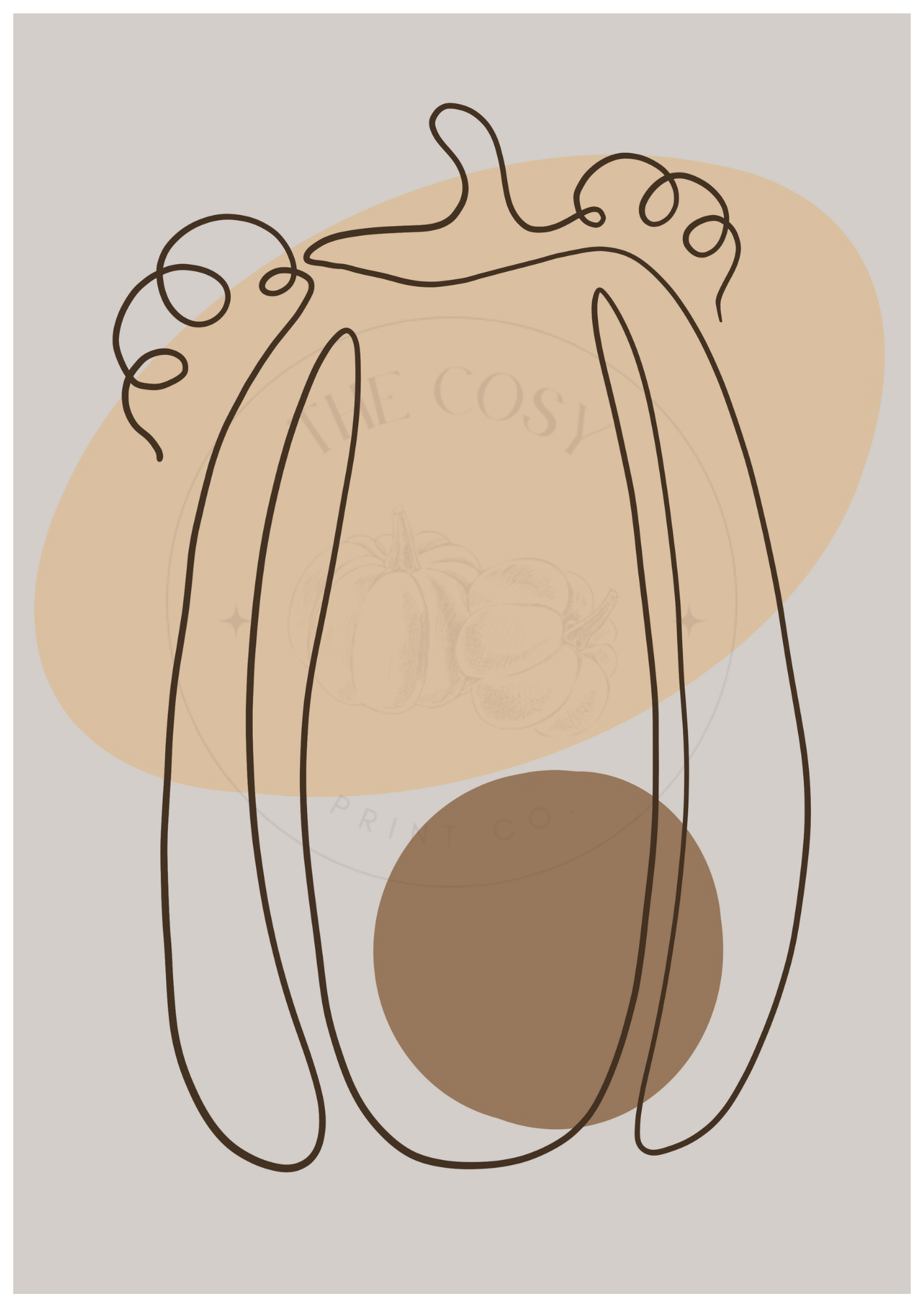 Minimal Line Drawing Pumpkin Print