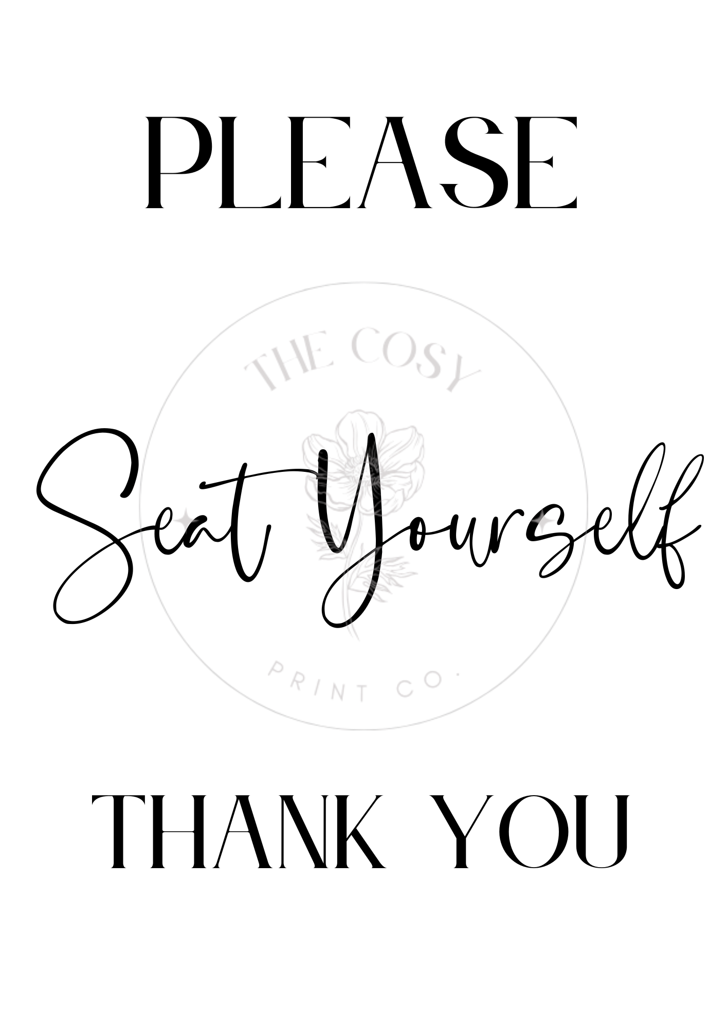 Bathroom wall art with the friendly and cheeky quote 'Take Your Seat Please Please' in playful typography