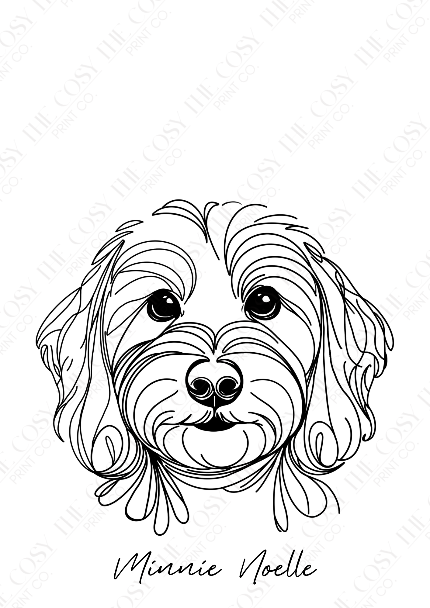 Hand-drawn straight-haired Cockapoo portrait print on Colour Lok™ 220gsm cardstock.