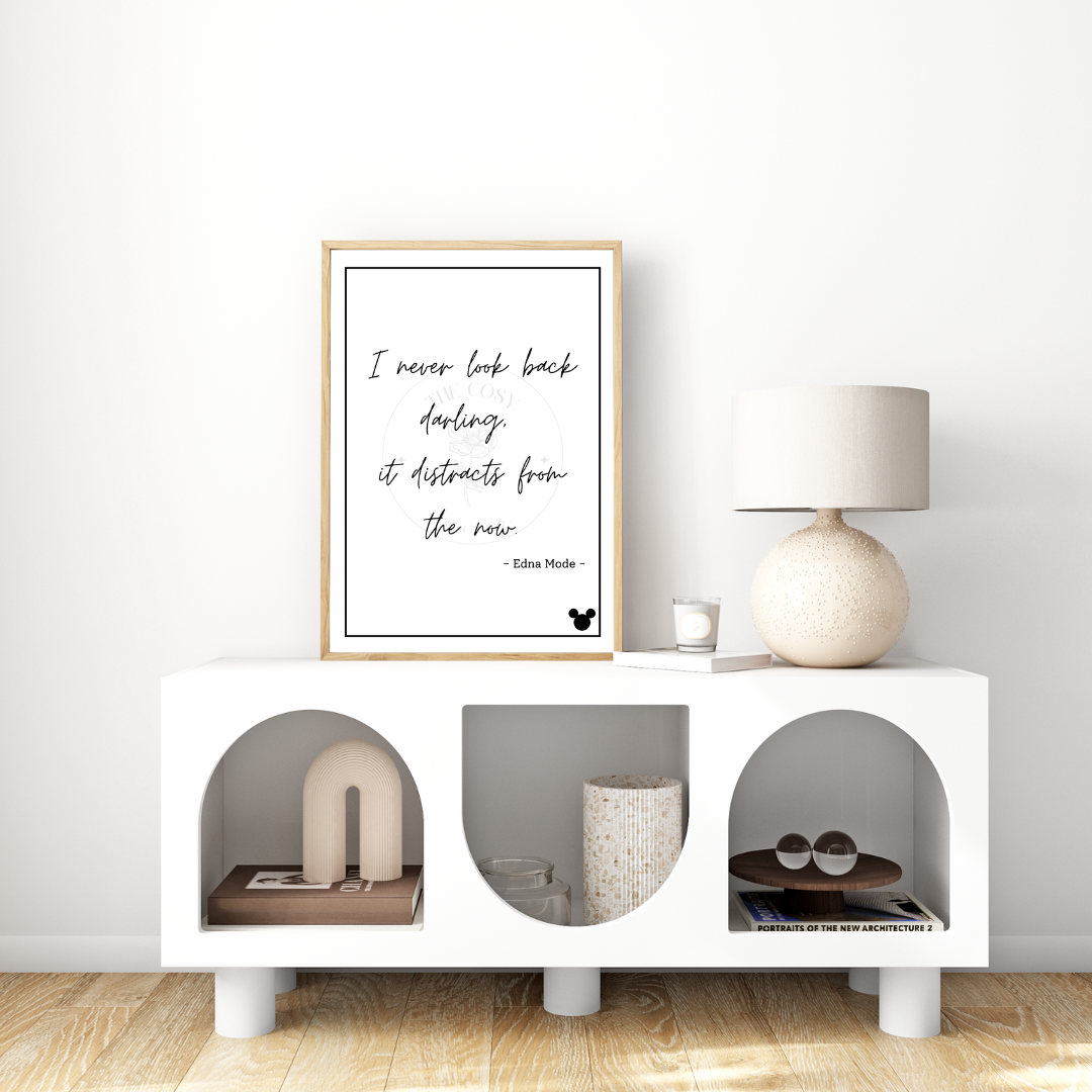 Minimalist Incredibles-inspired Disney print with bold Edna Mode quote
