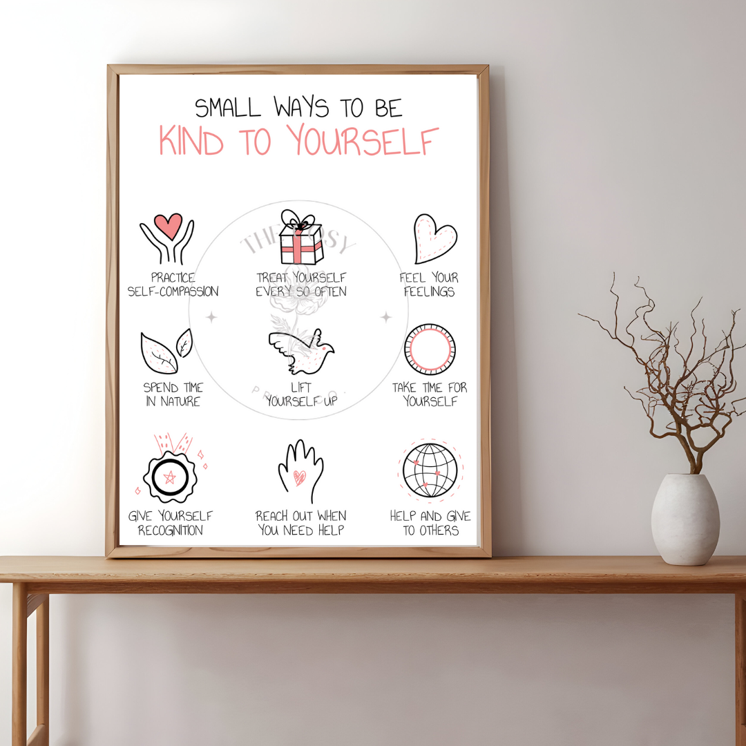 small-ways-to-be-kind-to-yourself-hand-drawn-wellness-print