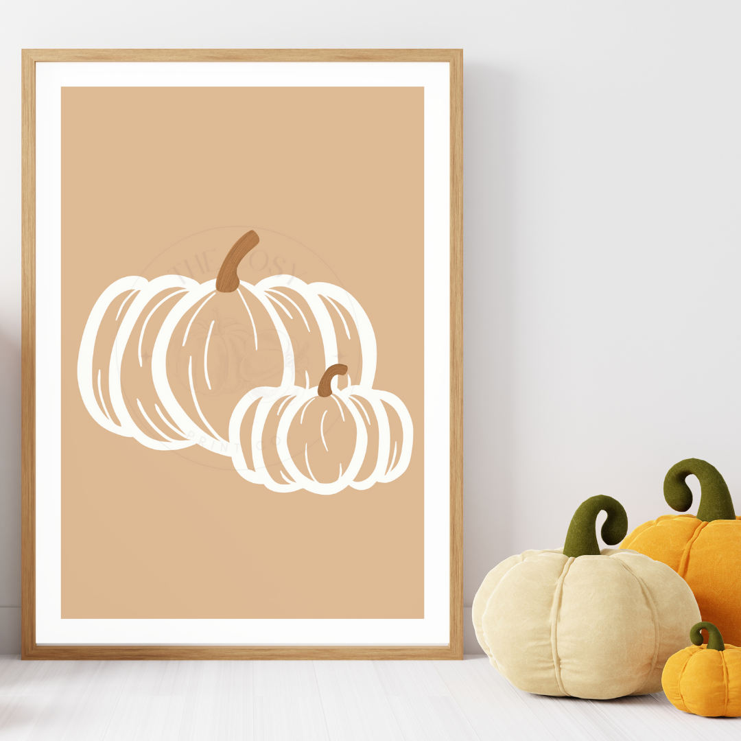 Hand-Drawn Orange Pumpkin Print