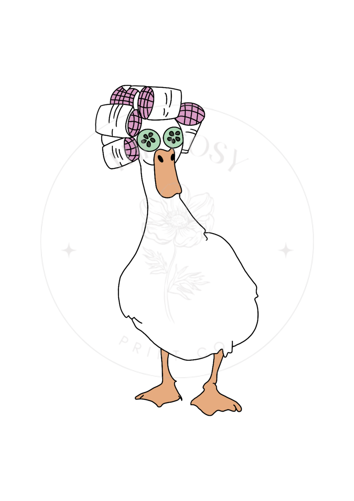Set of two line drawings of sassy ducks in towels after a bath – bold and playful bathroom wall art set.