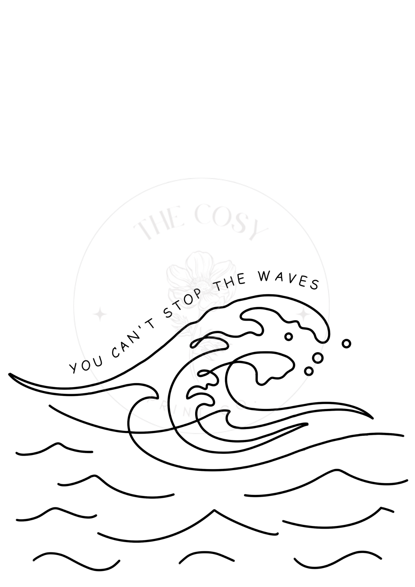 Learn to Surf – Black & White Line Drawing Print