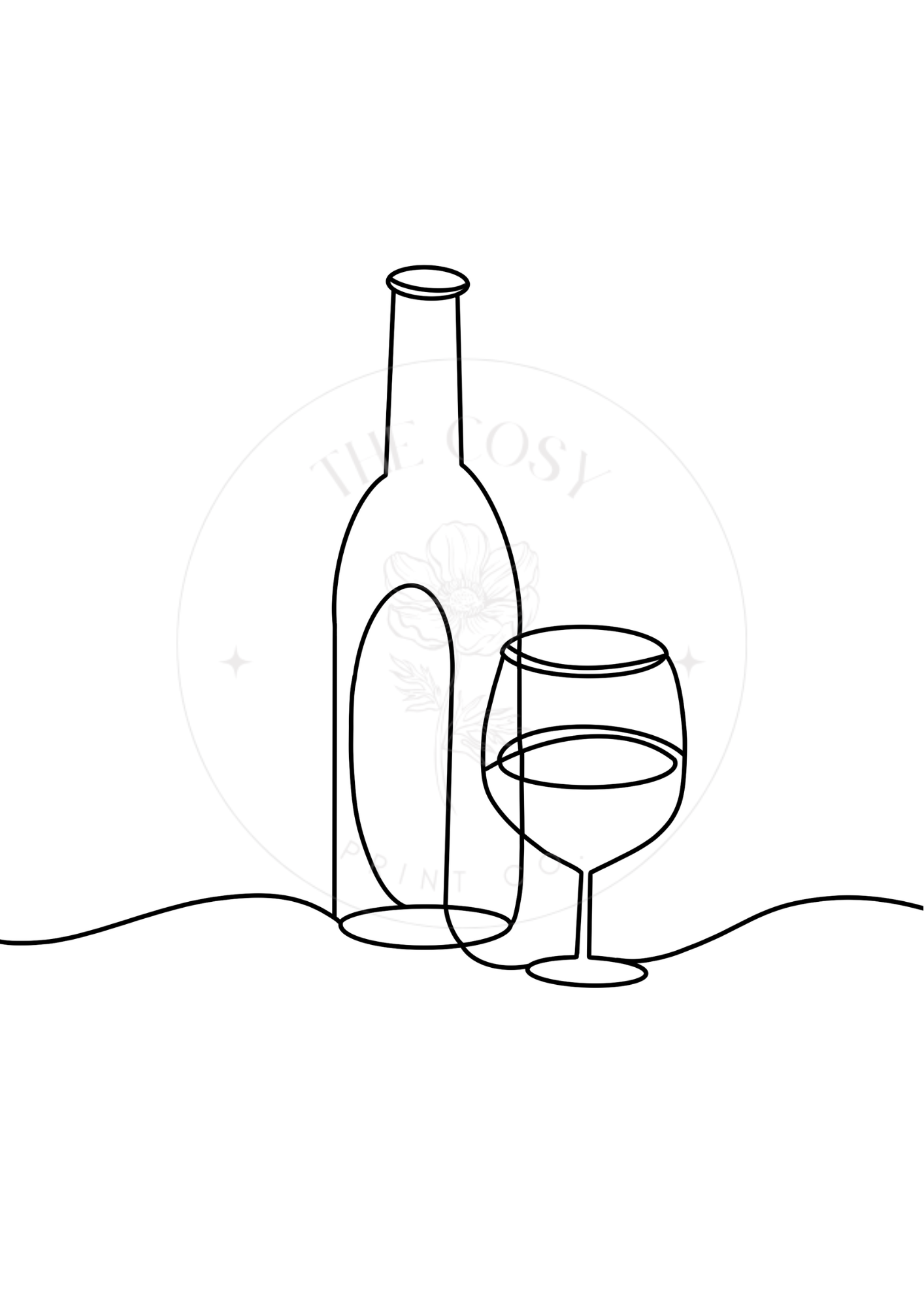 Trio of black and white kitchen prints featuring coffee, cutlery, and wine line drawings.