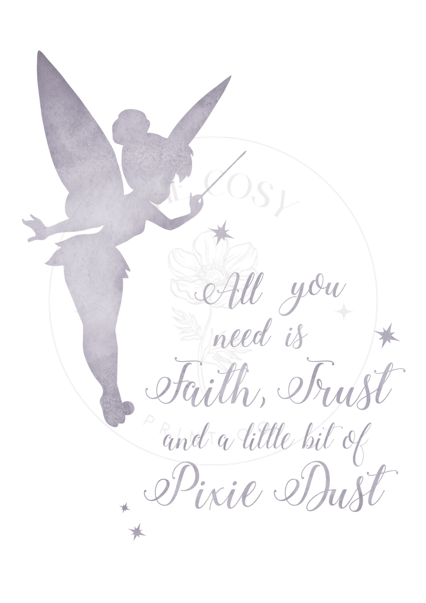 Tinkerbell B&W Silhouette Print