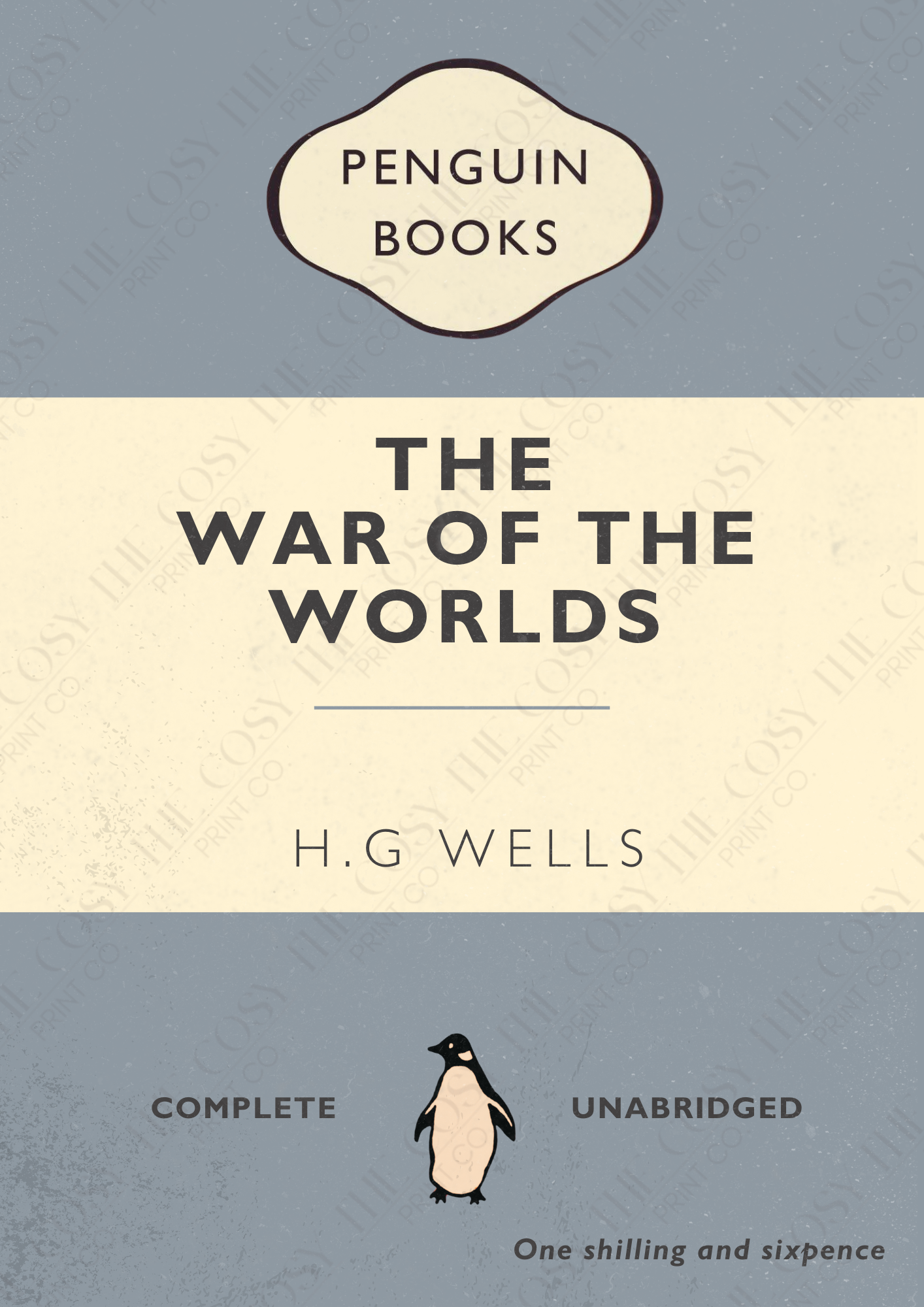 War of the Worlds print, H.G. Wells wall art, classic literature print, science fiction poster, literary-inspired home décor, book lover gift, sci-fi classic print, A4 & A3 print