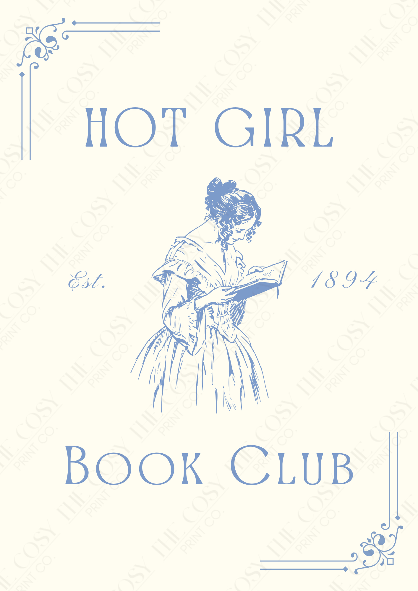 hot girl book club print, book lover wall art, reading nook decor, literary quote print, modern book print, book club wall art, aesthetic book decor, cosy home print, A4 A3 wall art