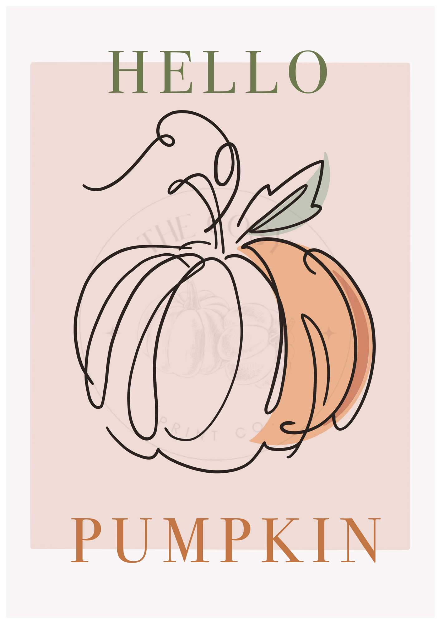 Hello Pumpkin abstract wall art with clean lines – modern autumn print for seasonal home décor
