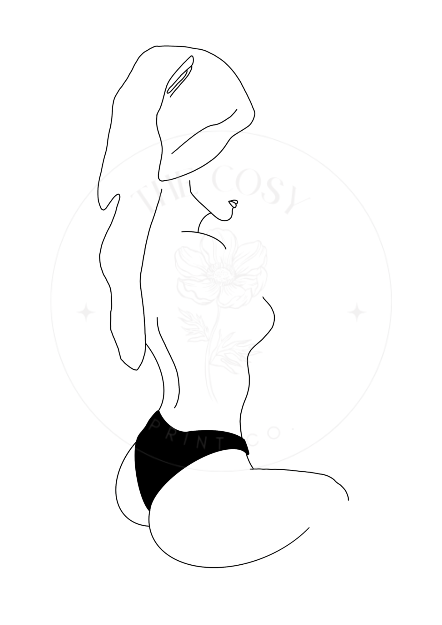 Sitting Line Drawing Print