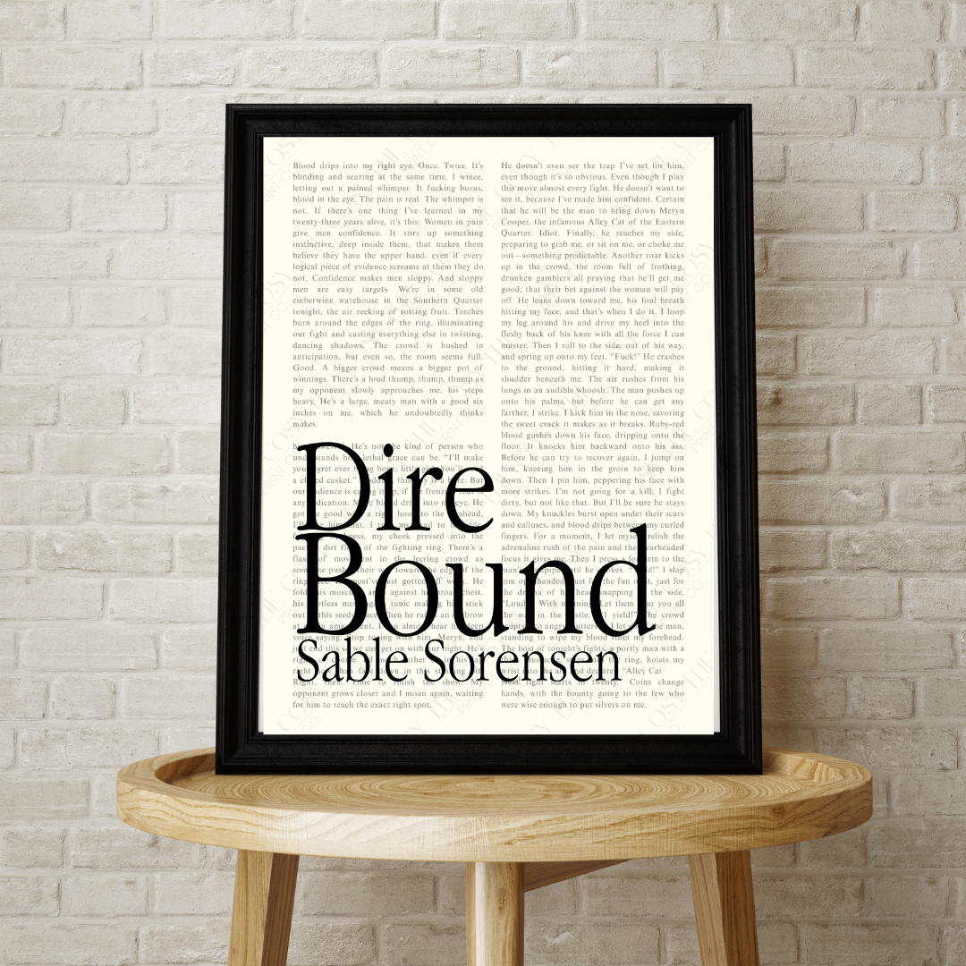 Direbound print, fantasy romance wall art, booktok print, book page typography art, romantasy decor, book lover gift, reading nook wall art, modern literary print, A4 A3 print