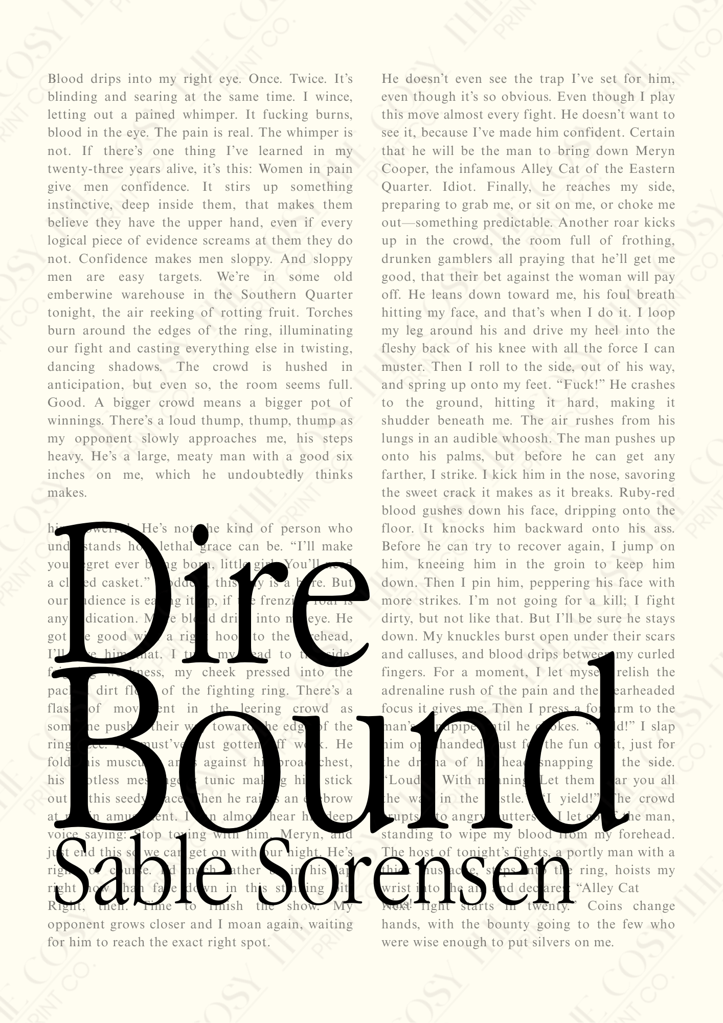 Direbound print, fantasy romance wall art, booktok print, book page typography art, romantasy decor, book lover gift, reading nook wall art, modern literary print, A4 A3 print
