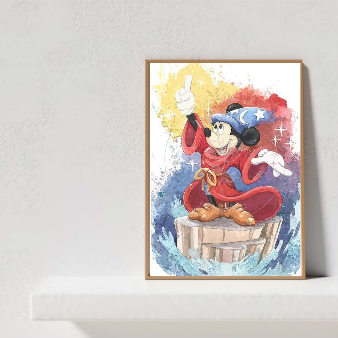 Disney-inspired print featuring Mickey Mouse as the Sorcerer’s Apprentice