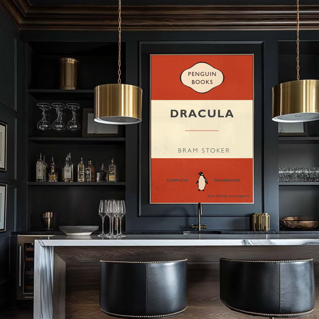 Dracula print, Bram Stoker wall art, gothic literature print, classic horror poster, literary-inspired home décor, book lover gift, vampire literature print, A4 & A3 print
