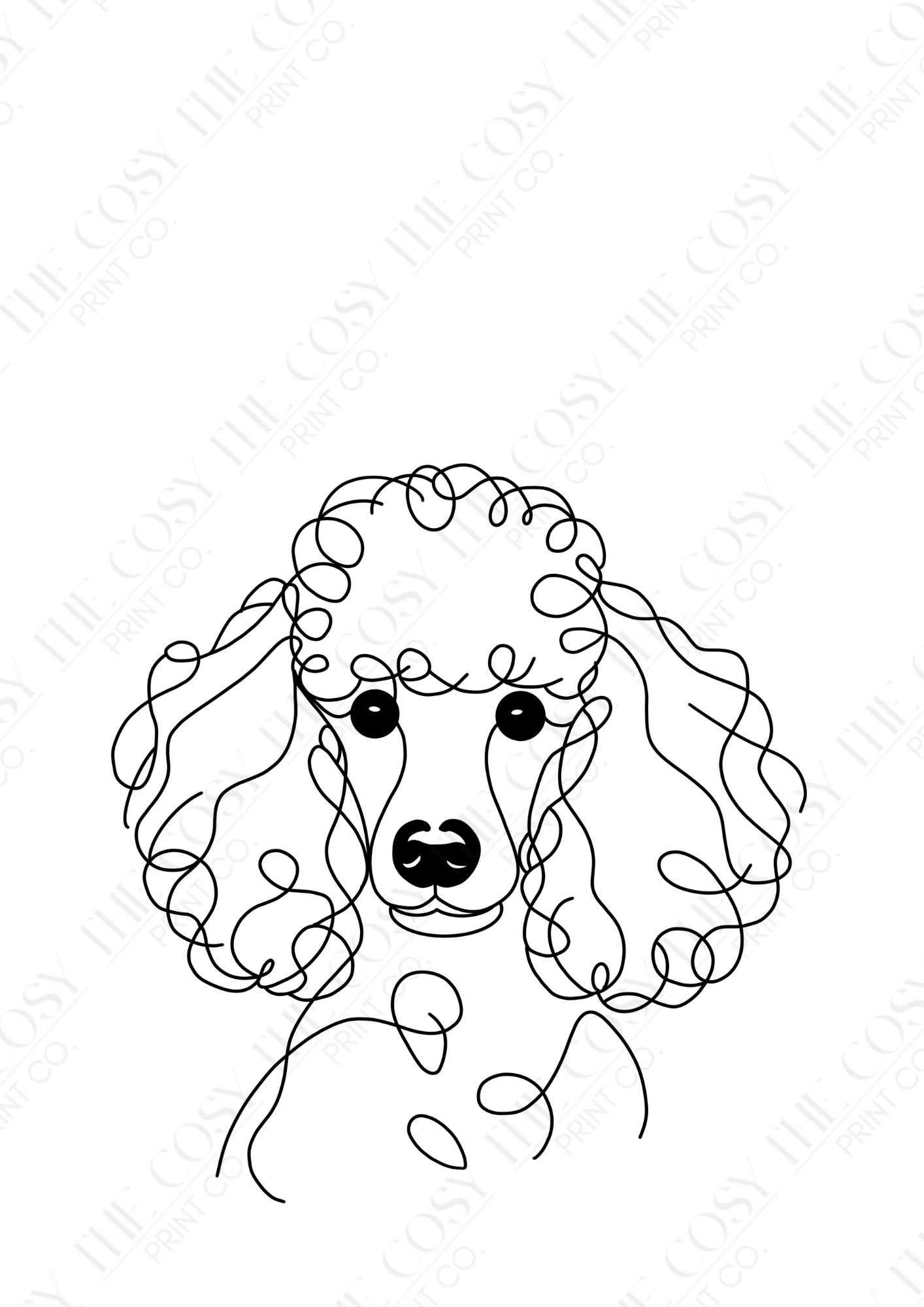 Hand-drawn poodle portrait illustration on premium 220gsm Colour Lok™ card stock, showcasing a fluffy poodle with soft detailing and warm expression.
