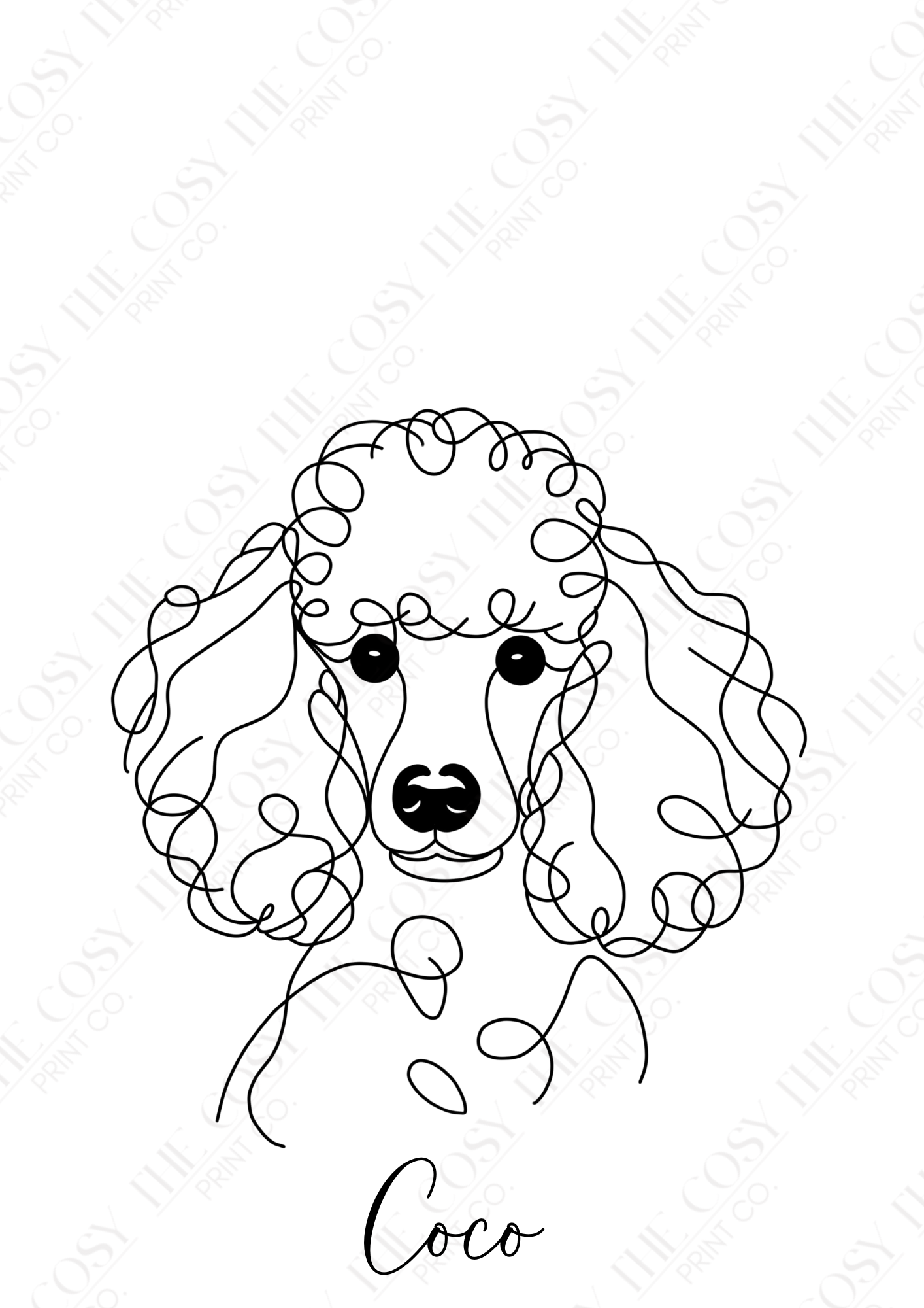 Hand-drawn poodle portrait illustration on premium 220gsm Colour Lok™ card stock, showcasing a fluffy poodle with soft detailing and warm expression.