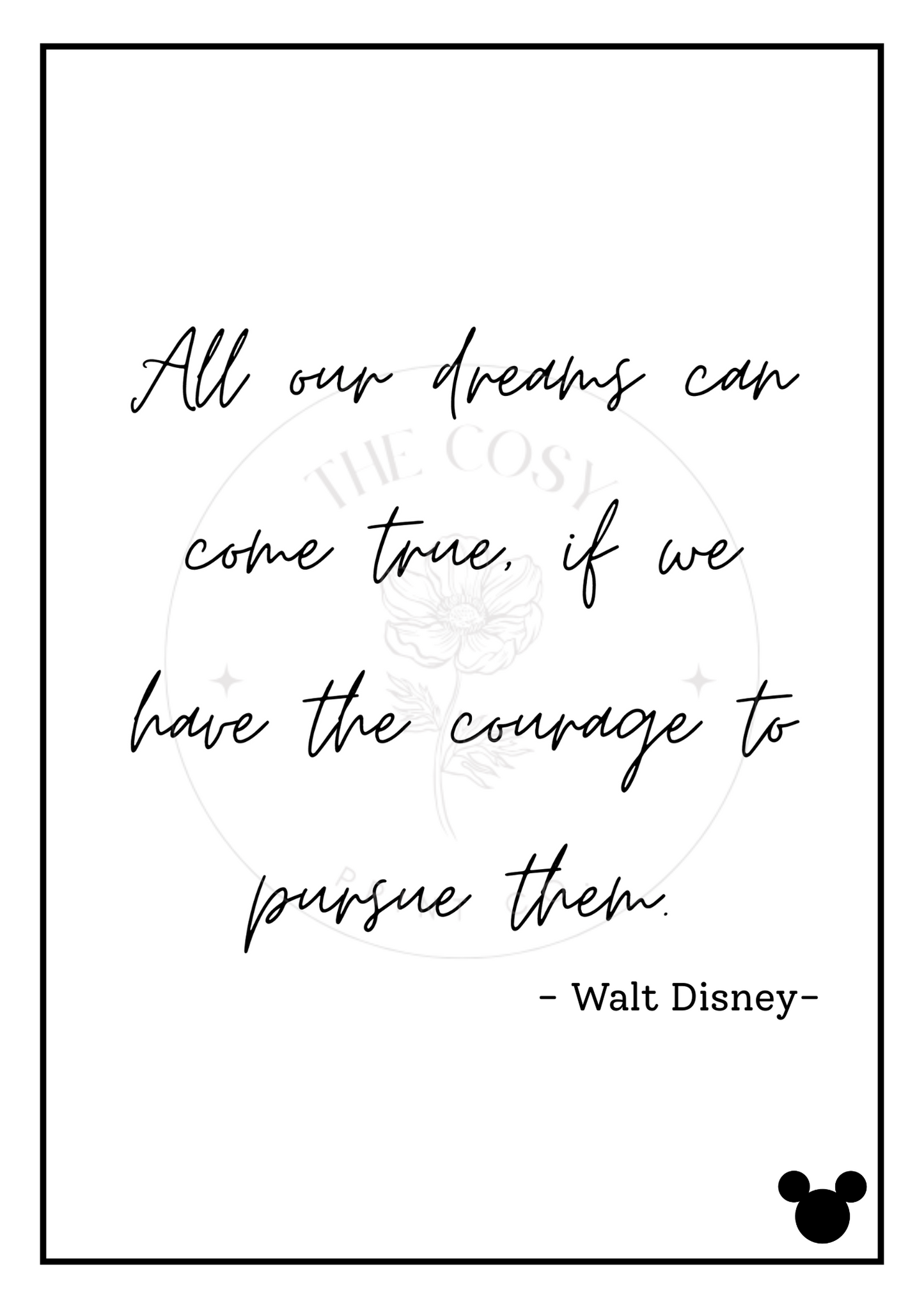 Inspirational Disney wall art reading All Our Dreams Can Come True print