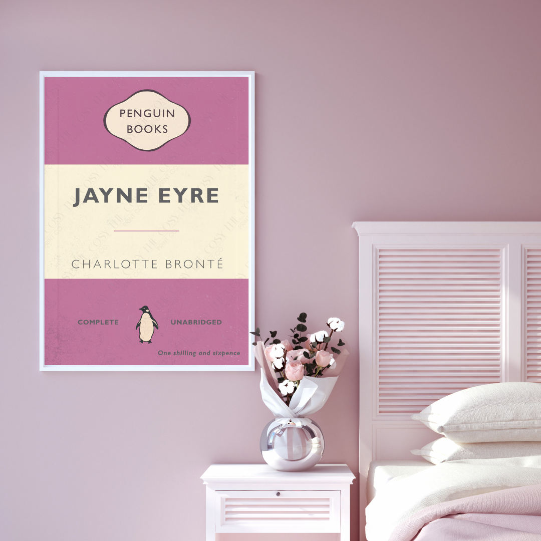 Jane Eyre print, Charlotte Brontë wall art, classic literature print, Victorian novel poster, literary-inspired home décor, book lover gift, romantic literature art, A4 & A3 print