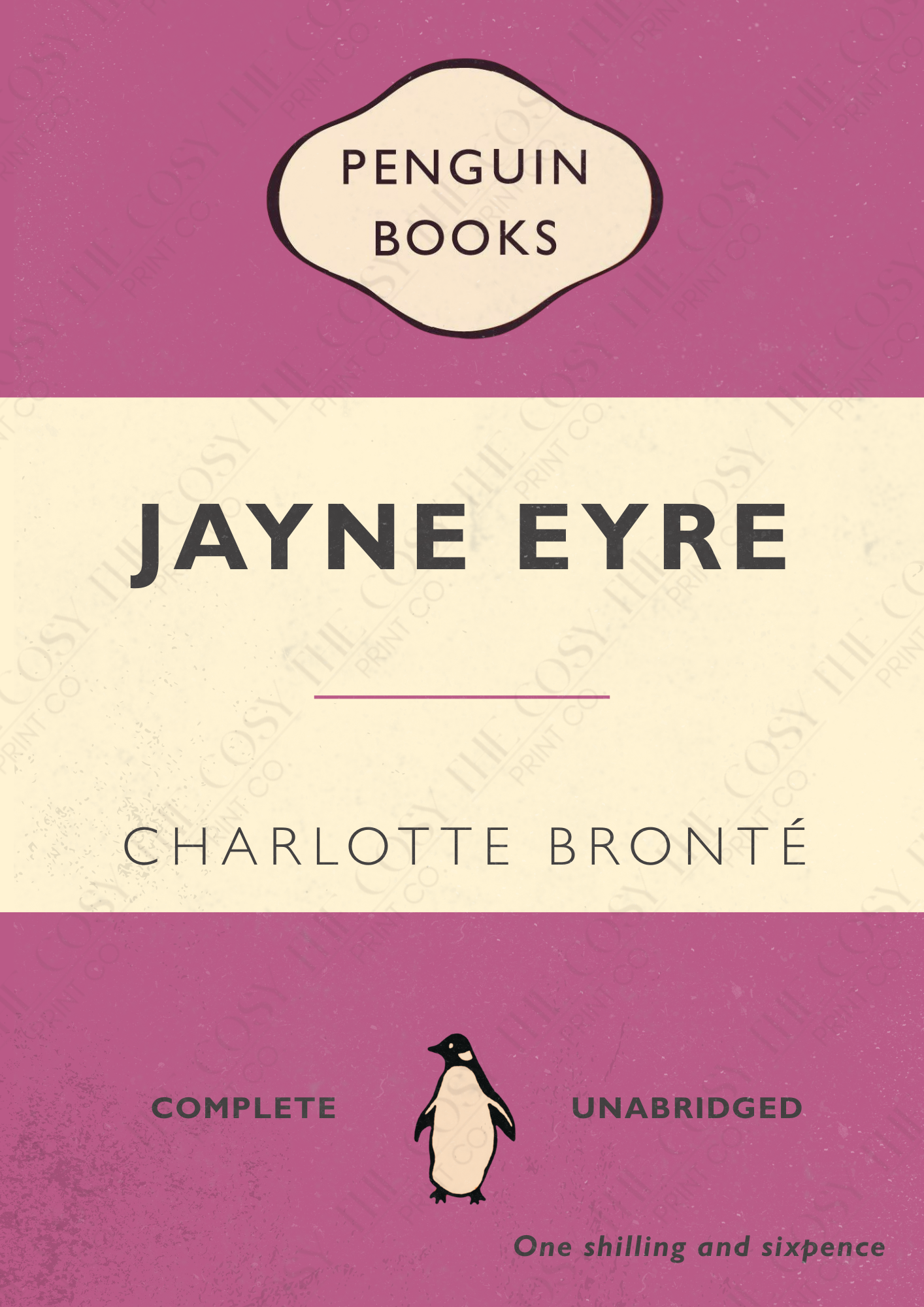 Jane Eyre print, Charlotte Brontë wall art, classic literature print, Victorian novel poster, literary-inspired home décor, book lover gift, romantic literature art, A4 & A3 print