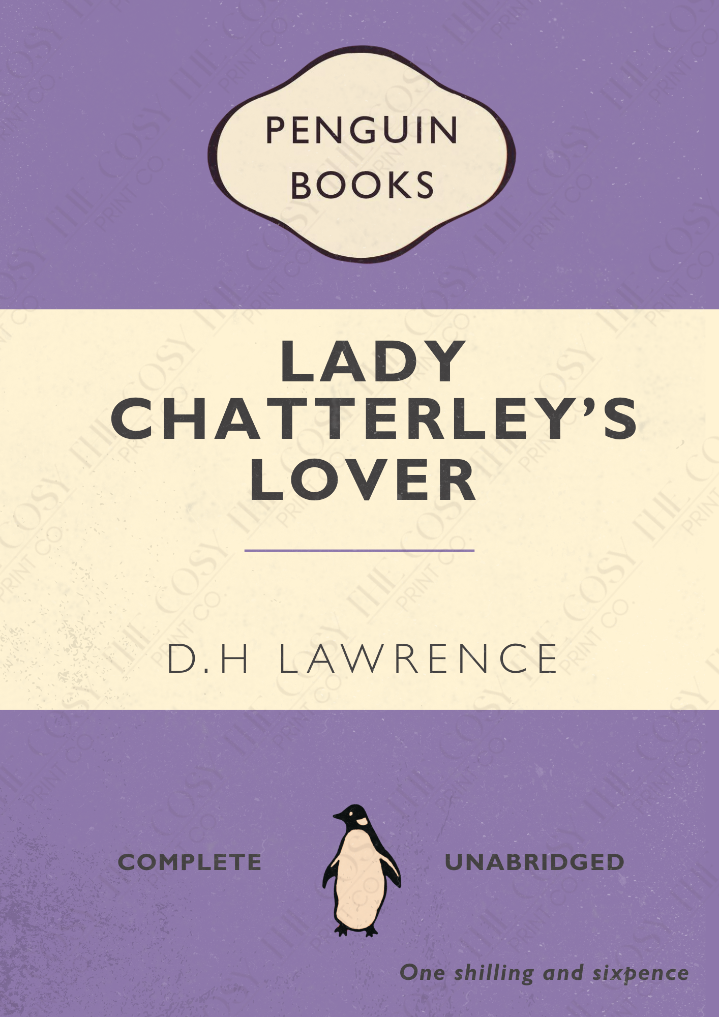 Lady Chatterley’s Lover print, D.H. Lawrence wall art, classic literature print, literary quotes poster, book-inspired home décor, book lover gift, romantic classic print, A4 & A3 print