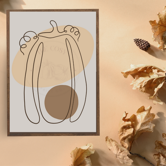 Minimal Line Drawing Pumpkin Print