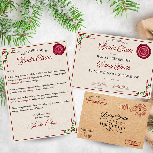 Personalised North Pole letter for children – Santa Christmas kit
