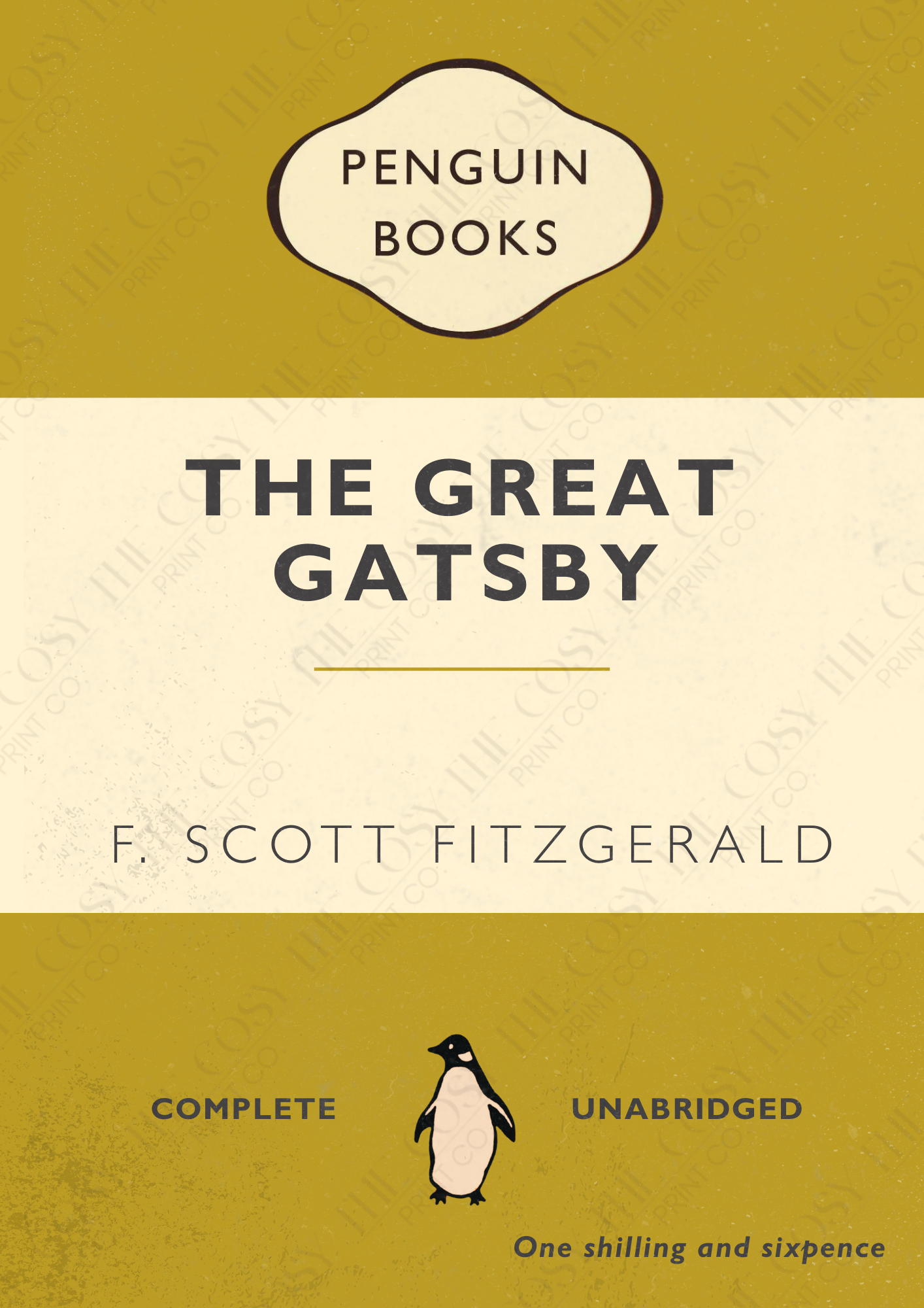 The Great Gatsby print, F. Scott Fitzgerald wall art, classic literature print, 1920s literature poster, literary-inspired home décor, book lover gift, Jazz Age wall art, A4 & A3 print
