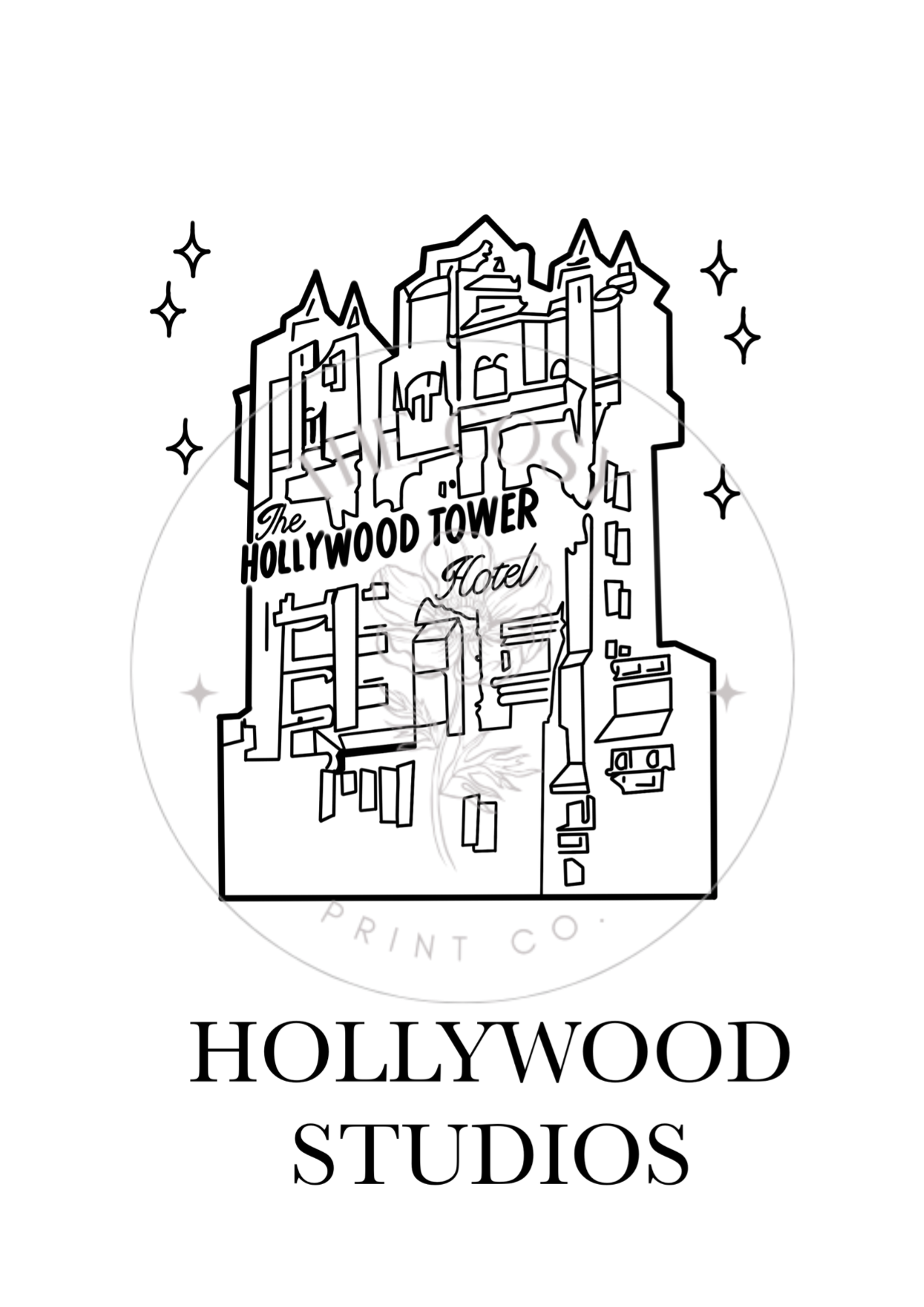 hollywood-tower-of-terror-b-w-print
