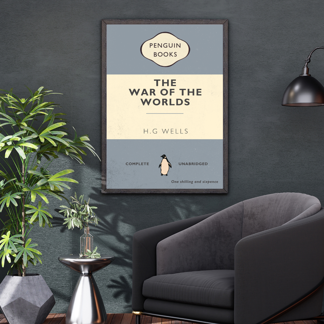War of the Worlds print, H.G. Wells wall art, classic literature print, science fiction poster, literary-inspired home décor, book lover gift, sci-fi classic print, A4 & A3 print